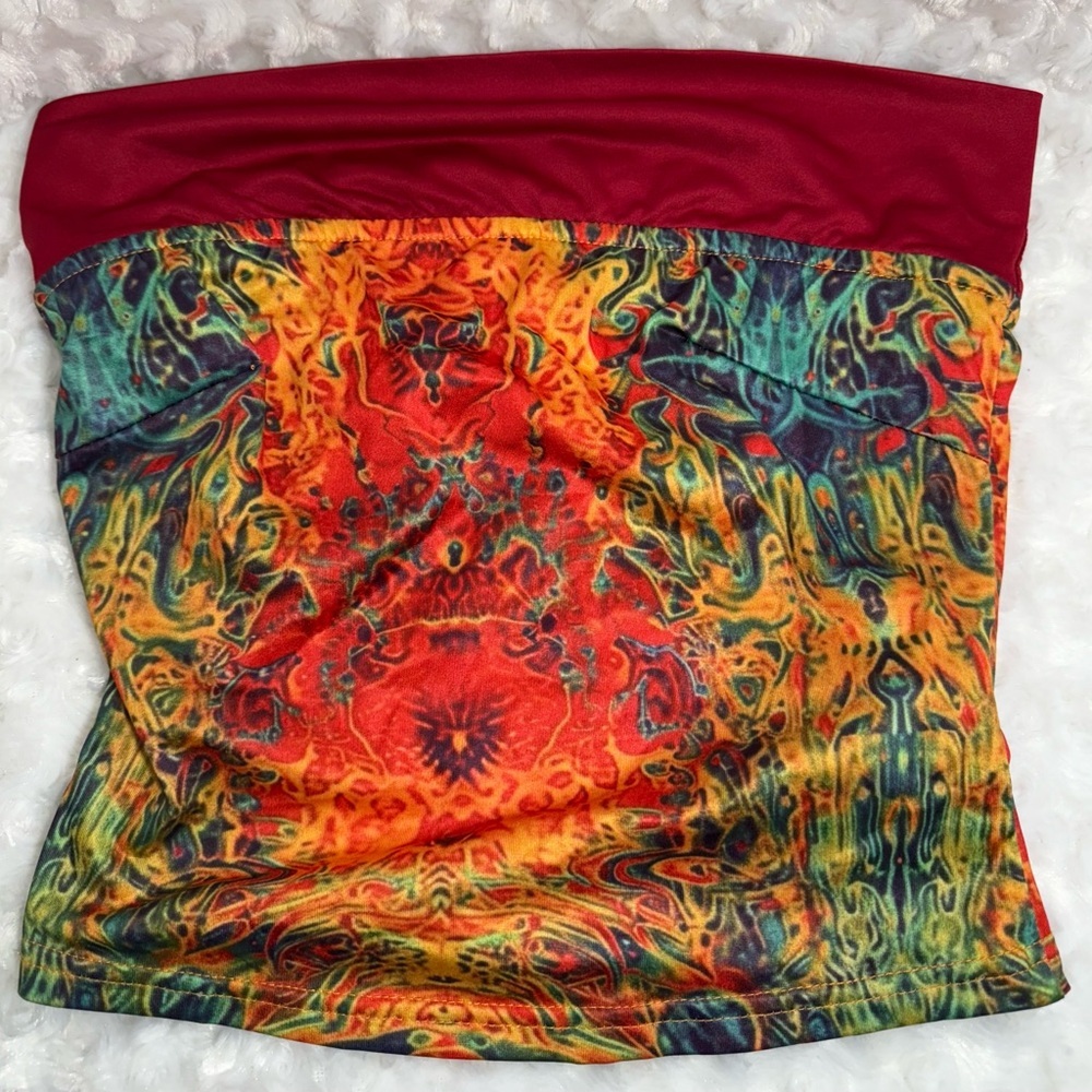 Musera Tie Dye‎ Boho Multicolor Tube Top/Crop Top Small